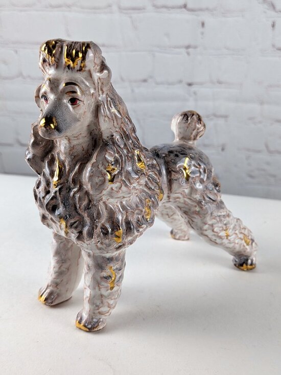 Vintage Other - Vintage 50s/60s Pink/Gold Ceramic Poodle Statue